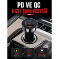 3 Portlu Araç İçi Şarj Adaptörü Çift Pd Type-c Ve Qc3.0 Usb Çıkışlı
