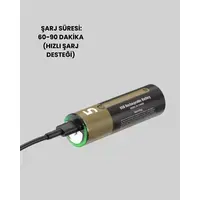 1.5v Aa Şarjlı Lityum Pil | 1000+ Kez Şarj Edilebilir | Hızlı Type-c Şarj (2 Adet)