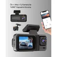 1080p Üç Kameralı Araç Kamerası Wi-fi Destekli Park Modu Ve G-sensörlü