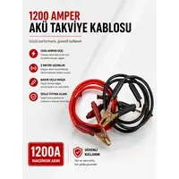 1200 Amper Akü Takviye Kablosu 2 Metre Bakır Uçlu