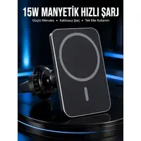15w Manyetik Araç İçi Kablosuz Şarj Cihazı  Magsafe Uyumlu Telefon Tutucu
