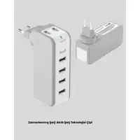 Zaman Kontrollü Şarj Cihazı 30w Hızlı Şarj Ve Çoklu Usb Çıkışı Yeni Nesil