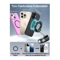 360 Dönebilen Ayarlanabilir Araç Içi Tutucu Kullanılabilen Vakumlu K007 Magsafe Telefon Tutucu