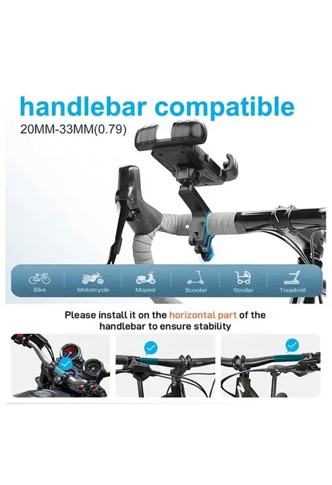 360° Derece Ayarlanabilen Gidon Bağlantılı Bisiklet Motosiklet İçin Abs 4-7.8″ İnç Telefon Tutucu