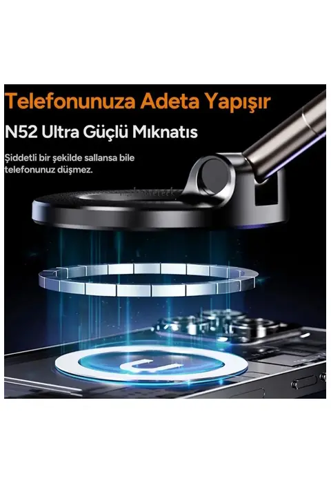 360 Dönebilen Ayarlanabilir Araç Içi Tutucu Kullanılabilen Vakumlu K007 Magsafe Telefon Tutucu