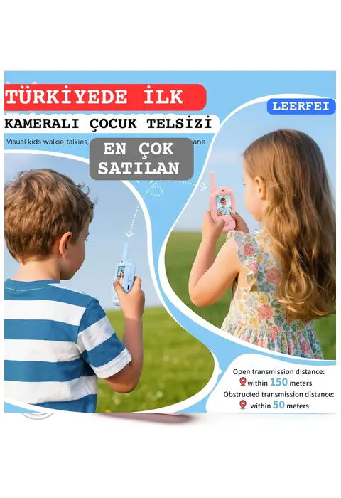 Çocuklar Için Görüntülü Telsiz Konuşma Özellıklı El Telsizi Şarj Edılebılır 50 Mt Menzil Wifi Gerektirmez