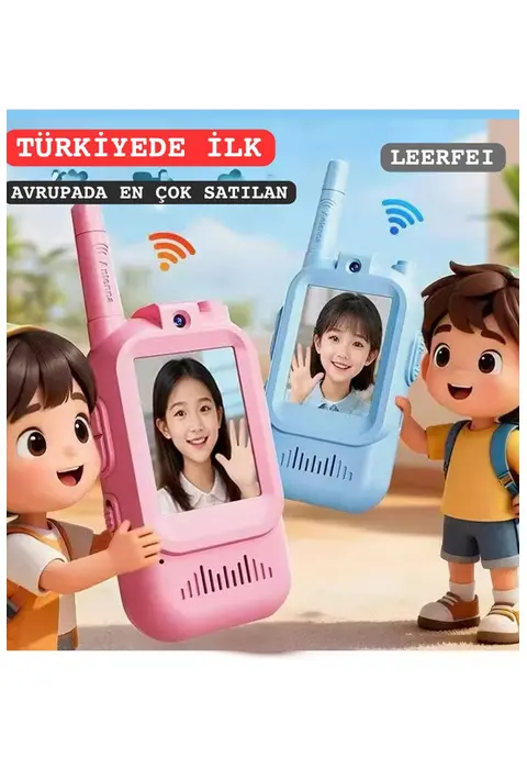 Çocuklar Için Görüntülü Telsiz Konuşma Özellıklı El Telsizi Şarj Edılebılır 50 Mt Menzil Wifi Gerektirmez