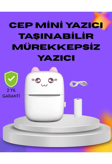 Kablosuz Mini Cep Yazıcısı Bluetooth Destekli 1200mah Bataryalı