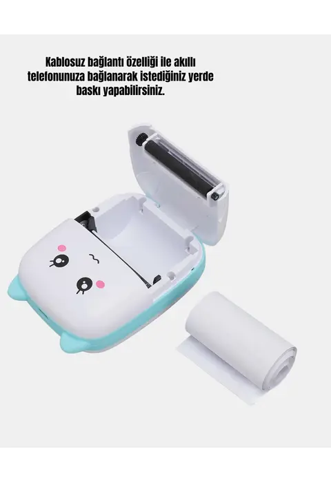 Kablosuz Mini Cep Yazıcısı Bluetooth Destekli 1200mah Bataryalı
