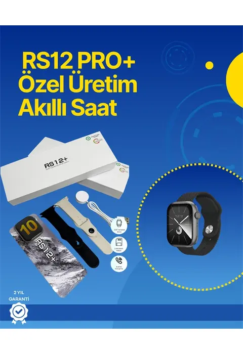 . Rs12 Pro+ 2025 Serisi Full Ekranlı Akıllı Saat – 2gb Hafıza, Titanyum Kasa, Suya Dayanıklı, Uzun Şarj Süresi Garantili Model