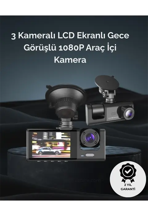 1. 3 Kameralı Full Hd Araç Kamerası – Ön, İç Ve Arka Görüş İle %100 Kapsama