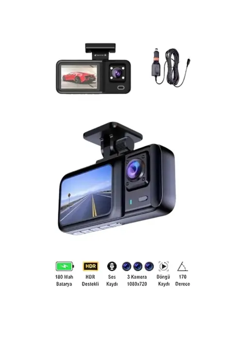 1080p Ön, 720p Arka Ve İç Kamera İle %100 Kapsama – Gece Görüşlü Araç Kamerası