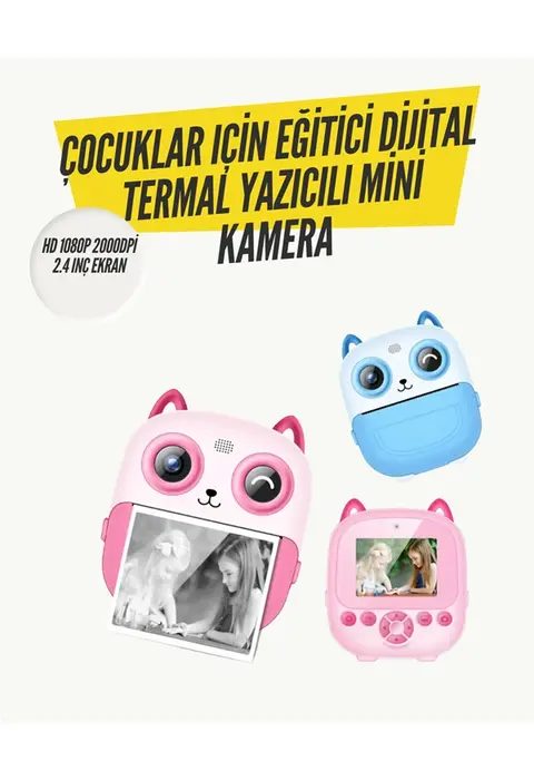 2.4” Ekranlı Mini Kamera – 1080p Kayıt + Mürekkepsiz Yazdırma