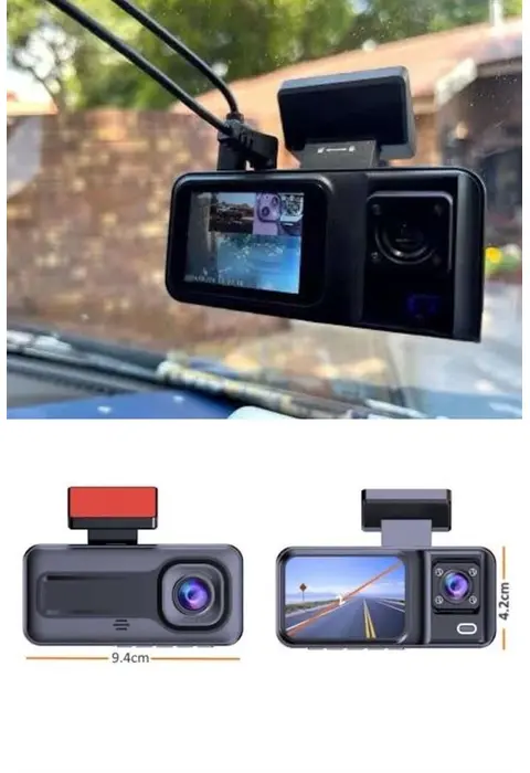 1080p Sürüş Kaydedici 2 İnç Araç Araba Ön İç Arka Dvr Ips Ekran