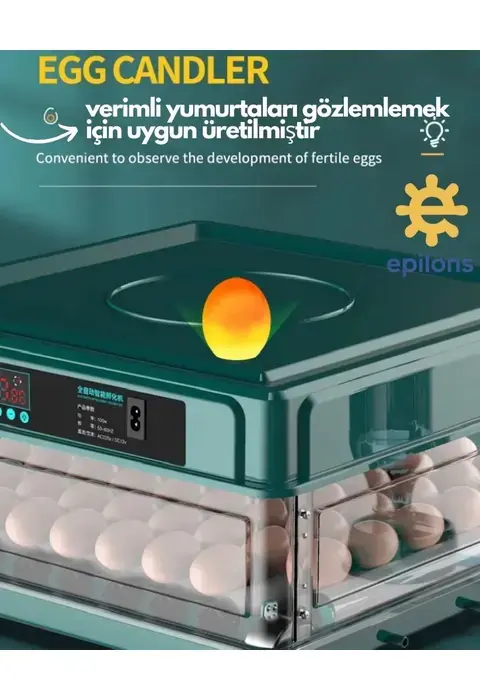 Kuluçka Makinesi Epo-130my Extra Hediyeli 130 Yumutalık Yedek Motorlu İncubator
