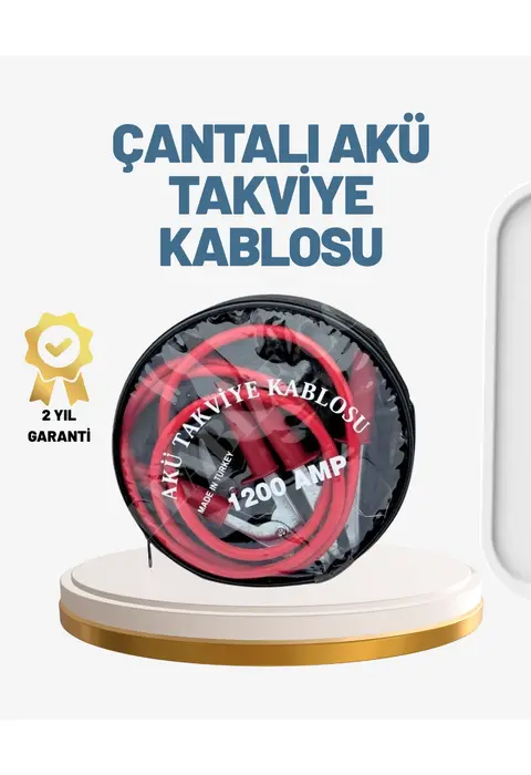 1200a Güçlü Akü Takviye Kablosu 2m Büyük Maşalı Acil Yardım