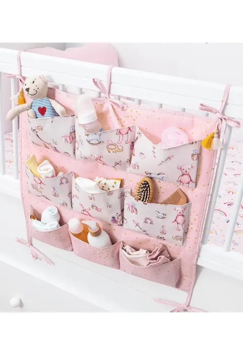 Baby 9 Cepli Bağlamalı Beşik Kenarı Düzenleyici (pembe)