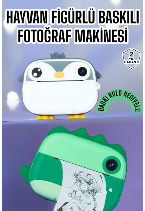 Çocuklar İçin Fotoğraf Makinesi Anlık Baskı Makinesi Hd Görüntü Kalitesi