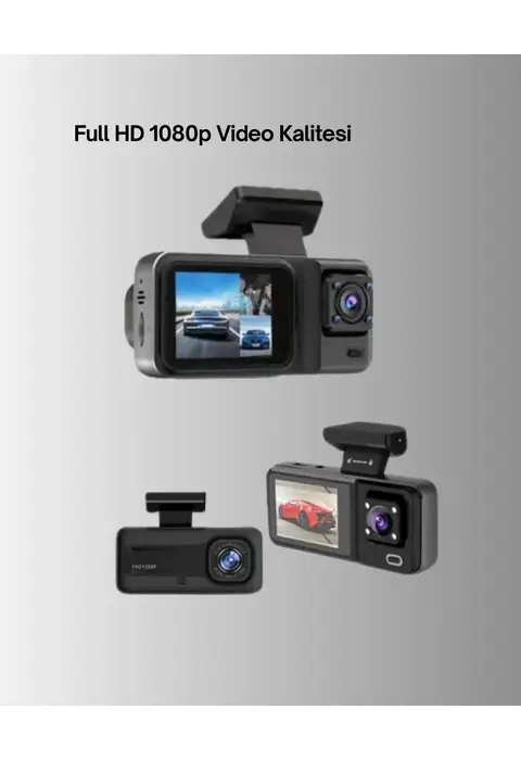 1080p Üç Kameralı Araç Kamerası Wi-fi Destekli Park Modu Ve G-sensörlü
