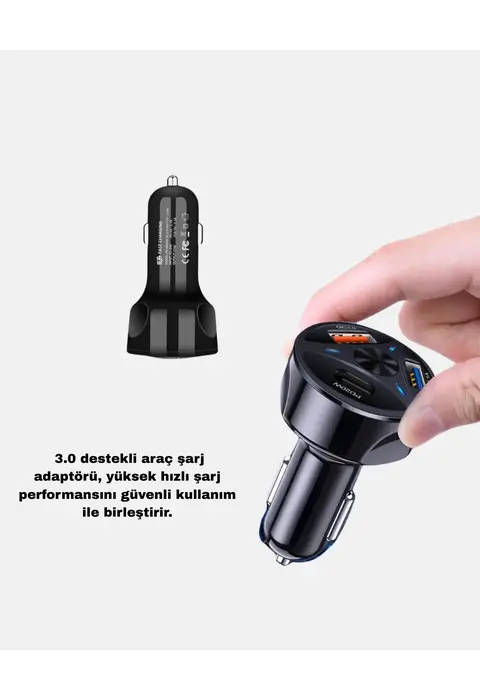 360° Döner Telefon Tutucu Ve 55w Hızlı Araç Şarj Aksesuar Seti