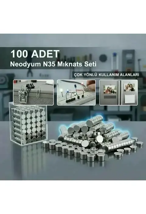 100 Lü 8x3mm Yuvarlak Neodyum Mıknatıs
