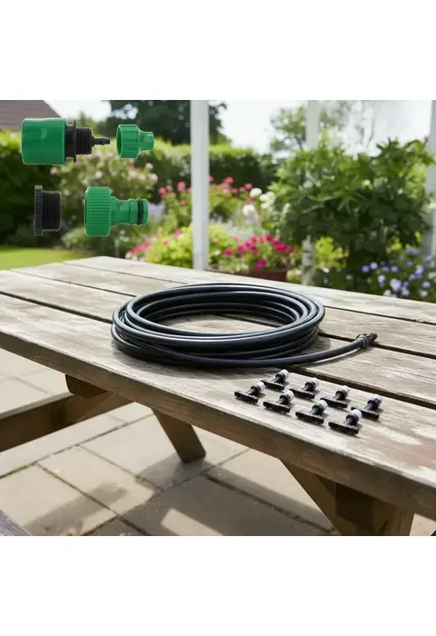 10 Metre Kendin Yap Açık Alan Serinletme Sistemi - Nozzle Başlıklı Bahçe Ve Teras Nemlendirme Seti