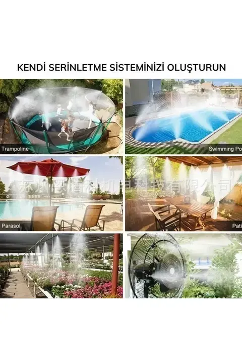 10 Metre Kendin Yap Açık Alan Serinletme Sistemi - Nozzle Başlıklı Bahçe Ve Teras Nemlendirme Seti
