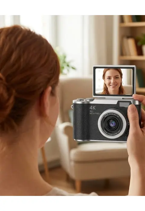 4k Video Çekim Özellikli Dijital Kamera 48 Mp 8x Zoom Ve 180 Derece Döner Ekranlı