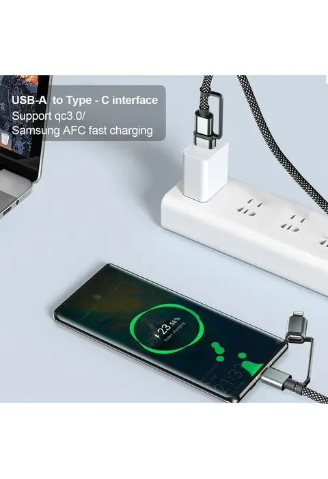 4’ü 1 Arada 100w Akıllı Tasarım Yüksek Dayanıklılık Çoklu Uyumlu Örgülü Hızlı Şarj Kablosu