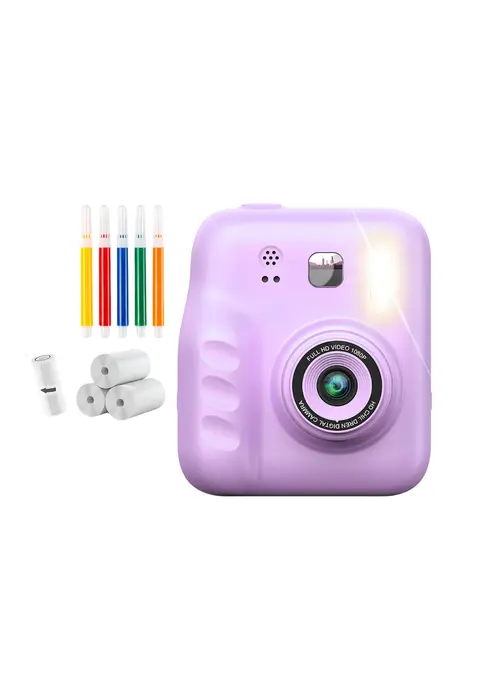 Çocuk Dijital Fotoğraf Makinesi Anında Baskı Ve 4 Rulo Kağıt 5 Kalem Hediye
