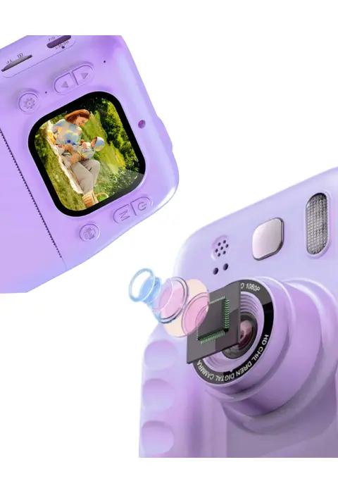 Eğitici Çocuk Kamerası Anında Fotoğraf Baskı 4 Rulo Kağıt Ve 5 Kalem Hediyeli