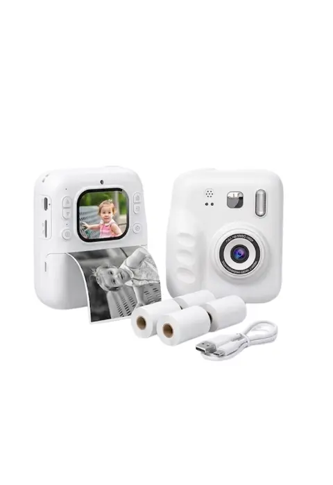 Eğlenceli Baskılı Çocuk Fotoğraf Makinesi Video Çekim 4 Rulo Kağıt 5 Kalem Set