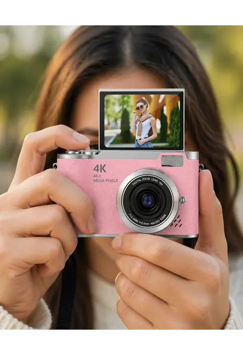 48 Mp Vlog Kamera 1080p Video Flip Screen Uzun Pil Ömrü Selfie Kamera