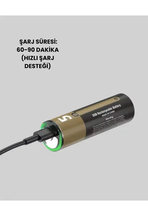 1.5v Aa Şarjlı Lityum Pil | 1000+ Kez Şarj Edilebilir | Hızlı Type-c Şarj (2 Adet)