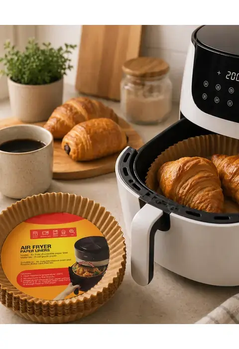 Yuvarlak Airfryer Kağıdı 100 Adet Yağ Tutmaz Hazne Koruyucu