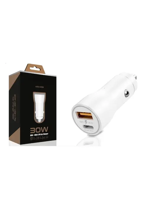 30w Usb Ve Usb-c Pd Araba Şarj Cihazı Hızlı Şarj, İphone Ve Android Uyumlu, Çift Çıkışlı