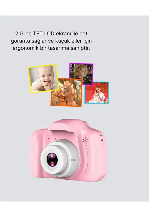 8 Megapiksel Mini Çocuk Kamerası Hd Ekranlı Darbeye Dayanıklı Ve Şarjlı