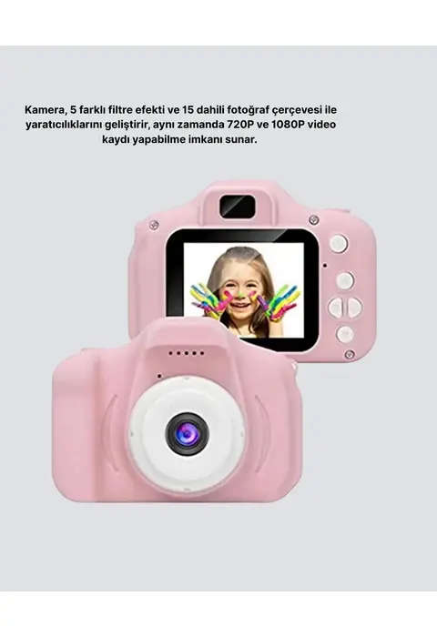 Çocuklar İçin Mini Fotoğraf Makinesi 8mp 1080p Video Ve Darbeye Dayanıklı