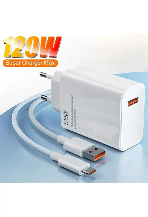 120w Turbo Saniye Göstergeli Hızlı Şarj Aleti Adaptör Kablo Set (markasiz)