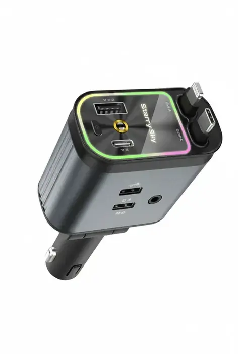 4’ü 1 Arada Araç Çakmaklık Şarj Cihazı 66w Type-c Hızlı Şarj Çift Usb Telefon Şarj Geri Çekilebilir Kablo