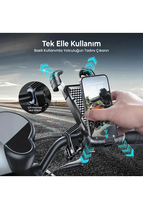 360° Derece Ayarlanabilen Gidon Bağlantılı Bisiklet Motosiklet İçin Abs 4-7.8″ İnç Telefon Tutucu