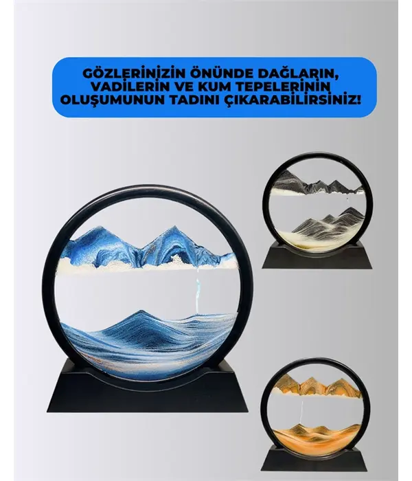 Zihin Açıcı Kum Manzarası – 3d Dinamik Kum Tablosu, Dekoratif, Dönüştükçe Yenilenen Sakinleştirici Sanat Eseri