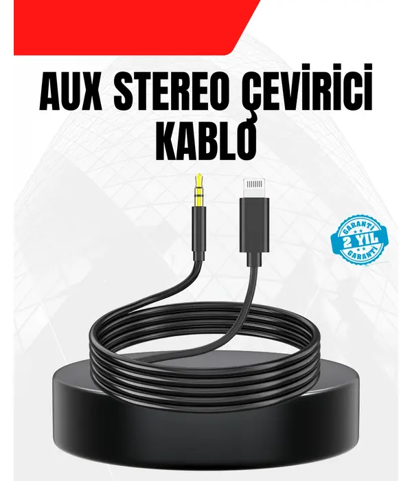 1 Metre Lightning To Aux Çevirici Kablo Stereo Ses Yüksek Kalite