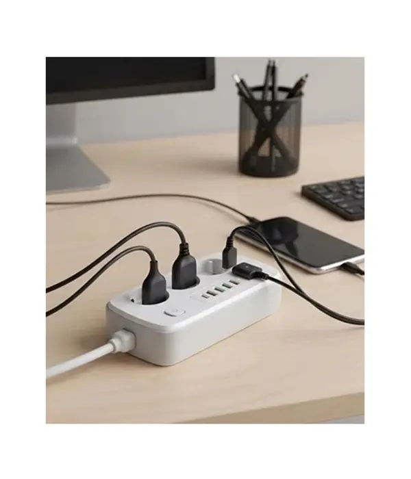  akım Korumalı Priz Ve Masaüstü Şarj İstasyonu Kablosuz 3 Priz ,4 Usb, 2 Type-c Girişli 2 Metre