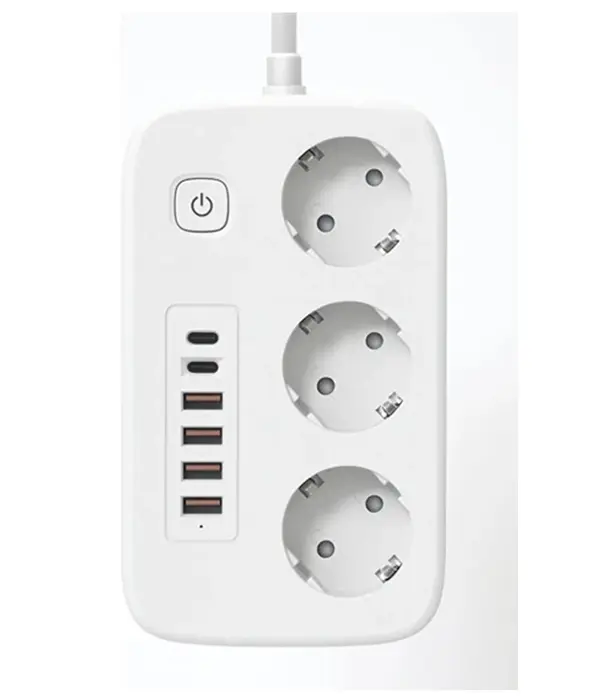  akım Korumalı Priz Ve Masaüstü Şarj İstasyonu Kablosuz 3 Priz ,4 Usb, 2 Type-c Girişli 2 Metre