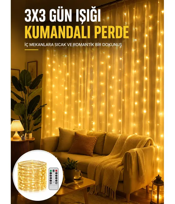 Zaman Ayarlı 8 Modlu Günışığı Perde Led Işık Usb Çalışma Yeni Nesil