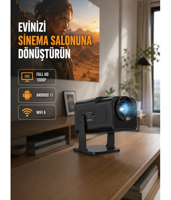 1.5 Kg Ağırlığında, 4500 Retro Oyunlu Multimedya Projektör Yeni Nesil
