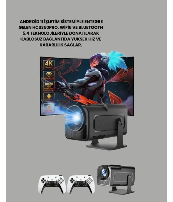 1.5 Kg Ağırlığında, 4500 Retro Oyunlu Multimedya Projektör Yeni Nesil
