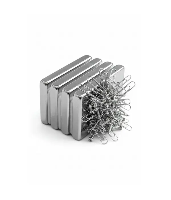 1 Adet 40x20x5mm Neodyum Magnet Güçlü N35 Mıknatıs Köşeli Nikel Kaplama